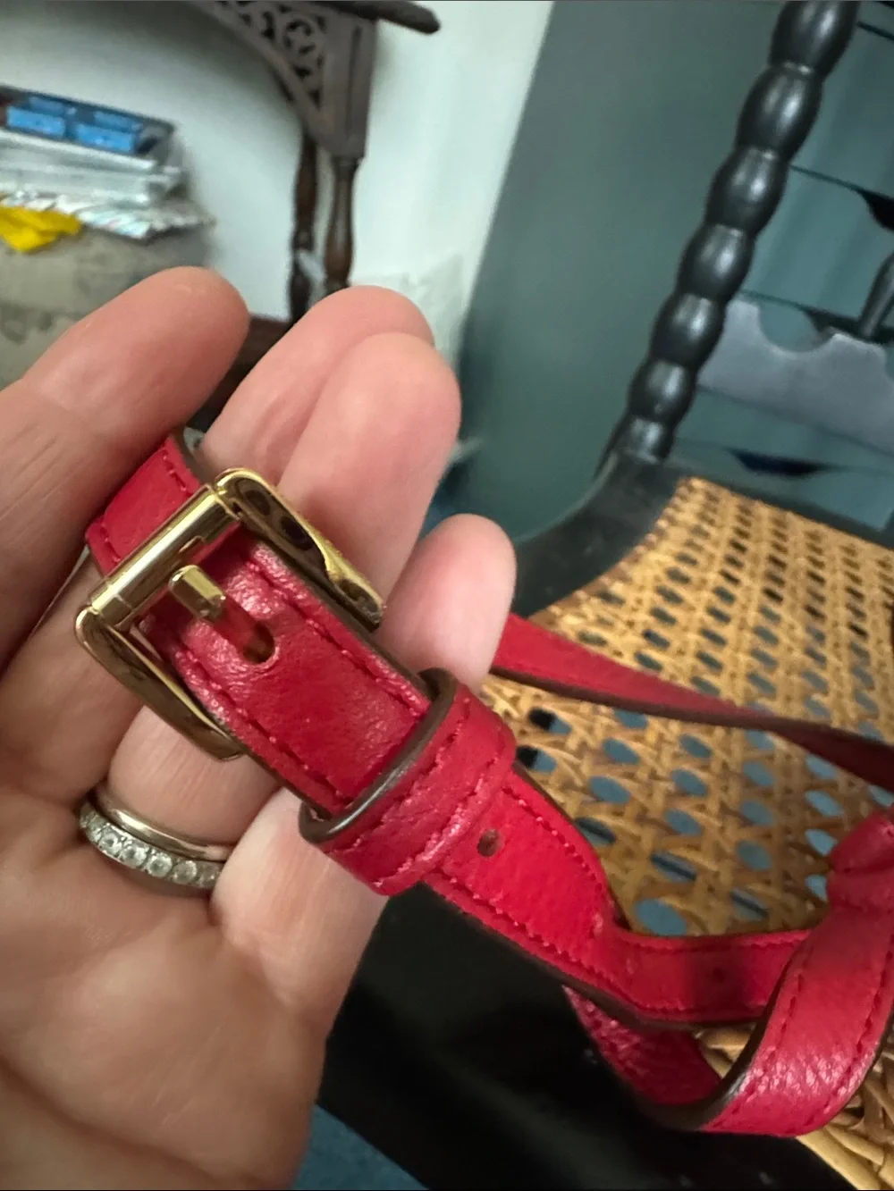 Michael Kors Red Pebbled Leather Crossbody with Gold-Tone Lock
